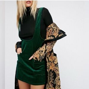 Free People “Devoted to You” Green Corduroy Dress Sz 12